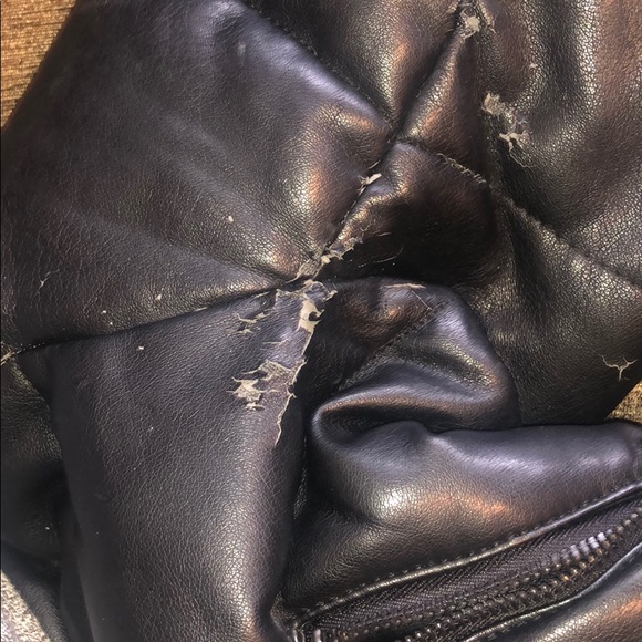 DKNY Faux Leather Bomber Jacket - Picture 7 of 8